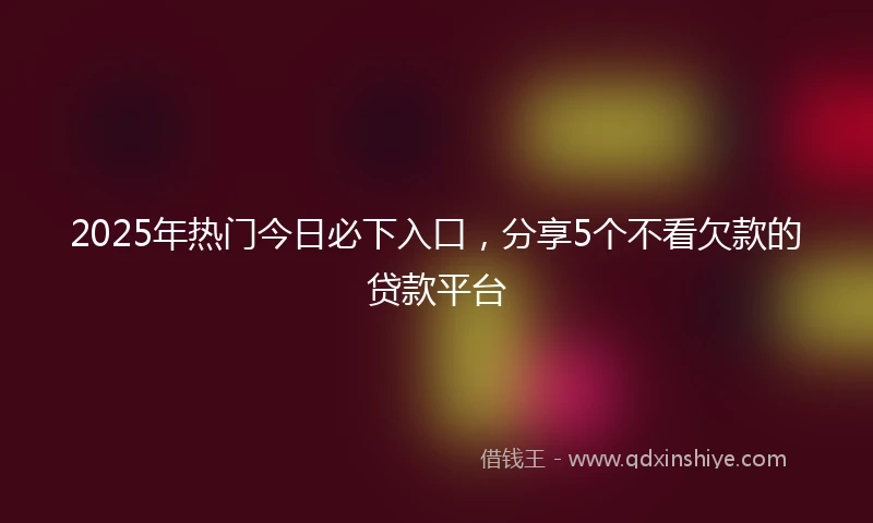 2025年热门今日必下入口，分享5个不看欠款的贷款平台