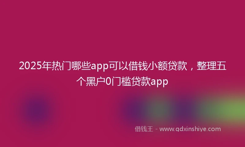 2025年热门哪些app可以借钱小额贷款，整理五个黑户0门槛贷款app