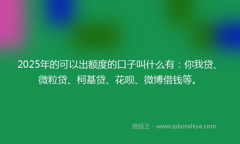 2025年的可以出额度的口子叫什么有：你我贷、微粒贷、柯基贷、花呗、微博借钱等。