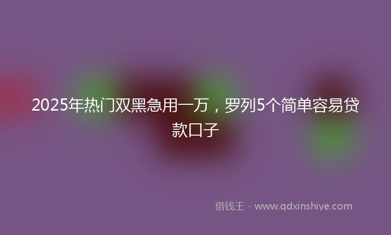 2025年热门双黑急用一万，罗列5个简单容易贷款口子