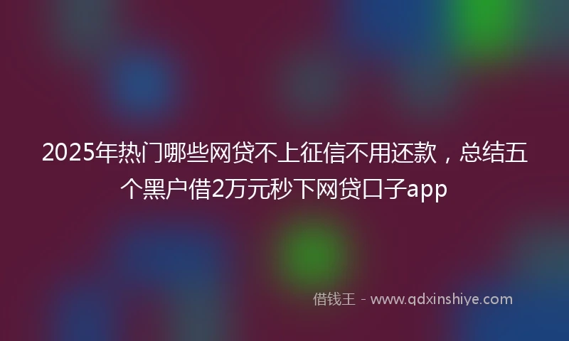 2025年热门哪些网贷不上征信不用还款，总结五个黑户借2万元秒下网贷口子app