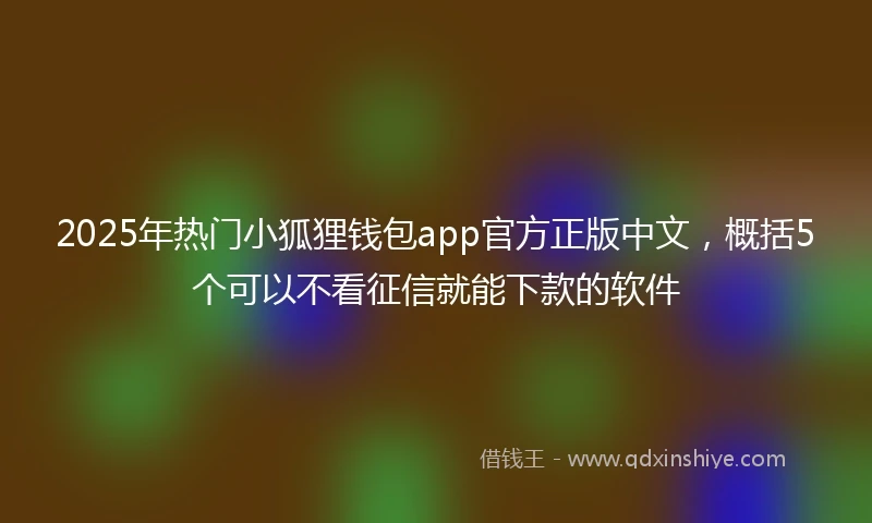 2025年热门小狐狸钱包app官方正版中文,概括5个可以不看征信就能下款的软件