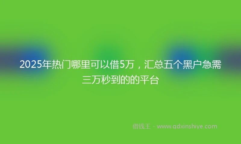 2025年热门哪里可以借5万，汇总五个黑户急需三万秒到的的平台