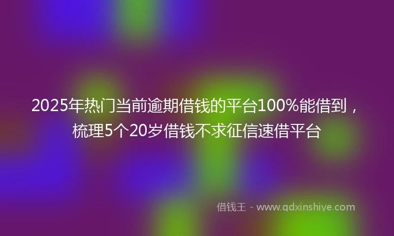 2025年热门当前逾期借钱的平台100%能借到，梳理5个20岁借钱不求征信速借平台