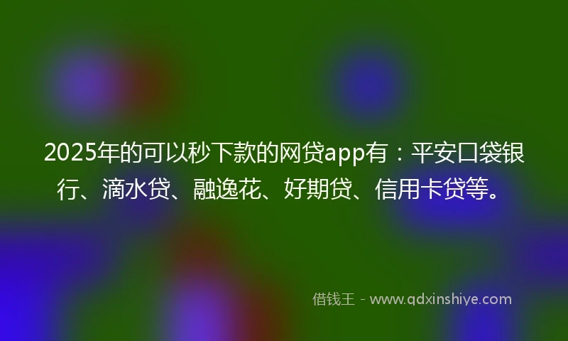 2025年的可以秒下款的网贷app有：平安口袋银行、滴水贷、融逸花、好期贷、信用卡贷等。