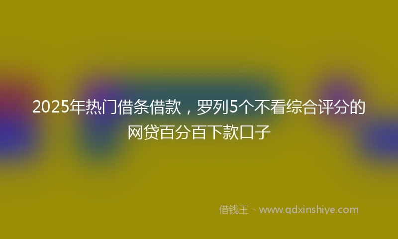 2025年热门借条借款，罗列5个不看综合评分的网贷百分百下款口子