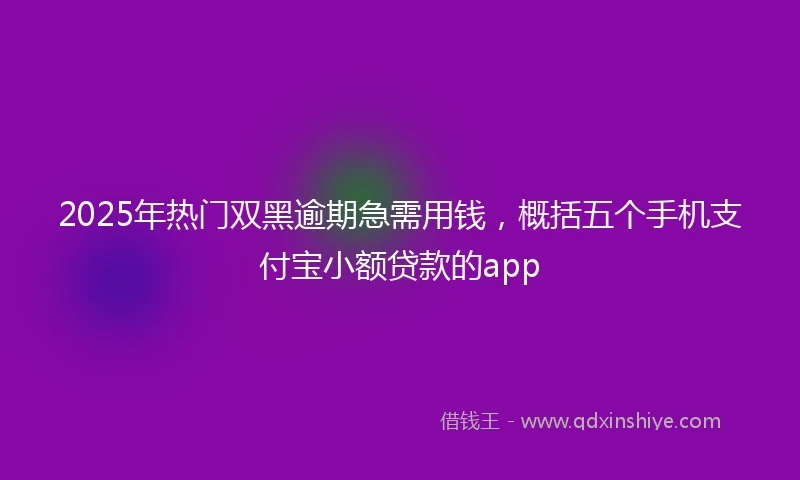 2025年热门双黑逾期急需用钱，概括五个手机支付宝小额贷款的app