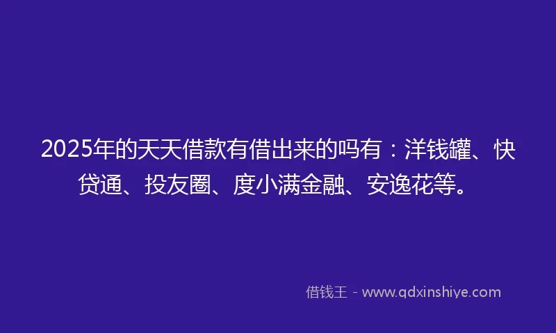 2025年的天天借款有借出来的吗有：洋钱罐、快贷通、投友圈、度小满金融、安逸花等。