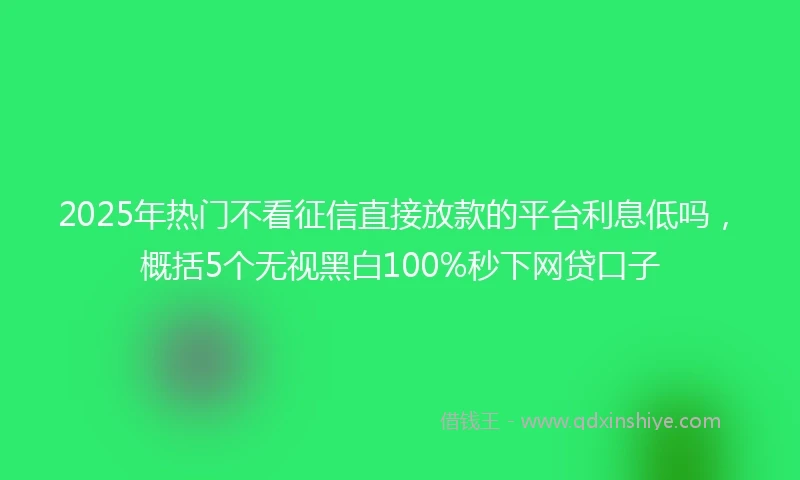2025年热门不看征信直接放款的平台利息低吗，概括5个无视黑白100%秒下网贷口子