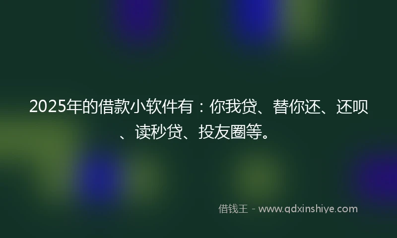 2025年的借款小软件有：你我贷、替你还、还呗、读秒贷、投友圈等。