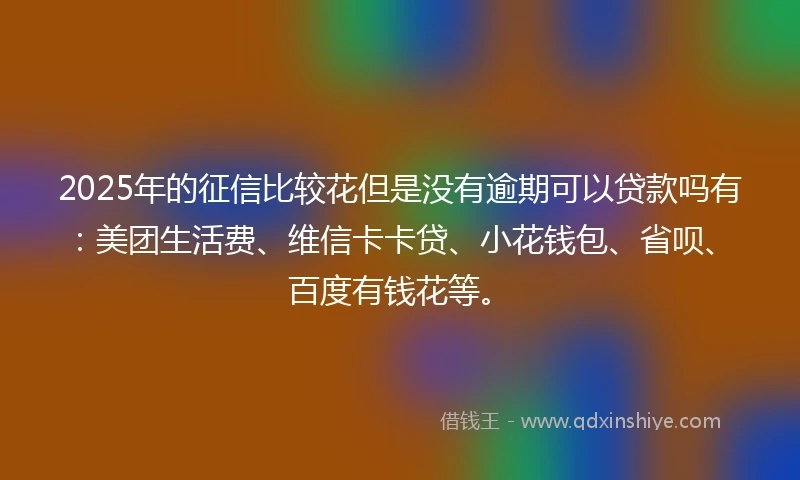 2025年的征信比较花但是没有逾期可以贷款吗有：美团生活费、维信卡卡贷、小花钱包、省呗、百度有钱花等。