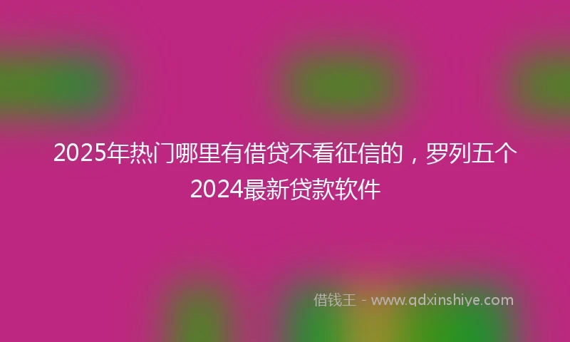 2025年热门哪里有借贷不看征信的，罗列五个2024最新贷款软件