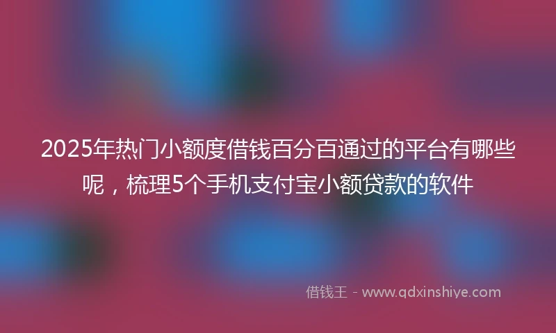 2025年热门小额度借钱百分百通过的平台有哪些呢，梳理5个手机支付宝小额贷款的软件
