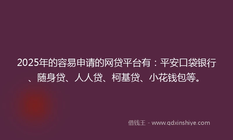 2025年的容易申请的网贷平台有：平安口袋银行、随身贷、人人贷、柯基贷、小花钱包等。