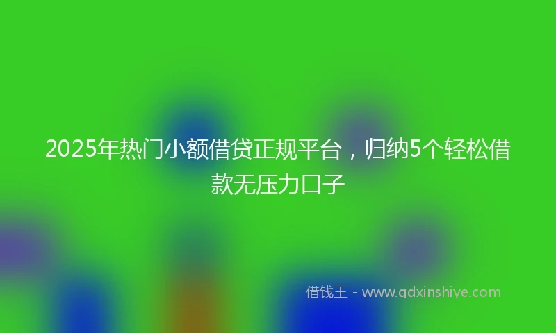 2025年热门小额借贷正规平台，归纳5个轻松借款无压力口子