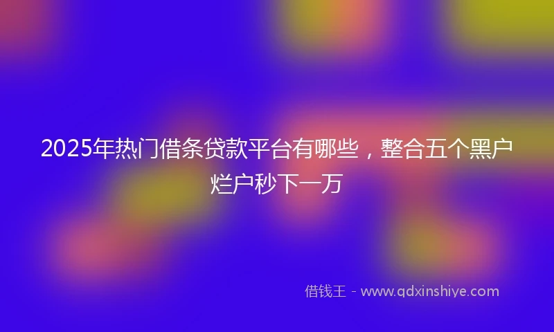 2025年热门借条贷款平台有哪些，整合五个黑户烂户秒下一万