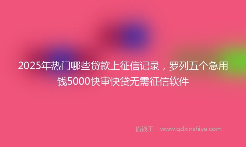 2025年热门哪些贷款上征信记录，罗列五个急用钱5000快审快贷无需征信软件