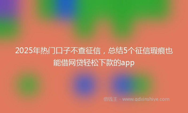 2025年热门口子不查征信，总结5个征信瑕疵也能借网贷轻松下款的app