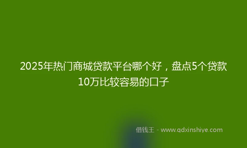 2025年热门商城贷款平台哪个好，盘点5个贷款10万比较容易的口子
