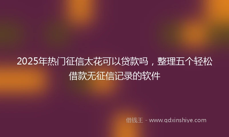 2025年热门征信太花可以贷款吗，整理五个轻松借款无征信记录的软件