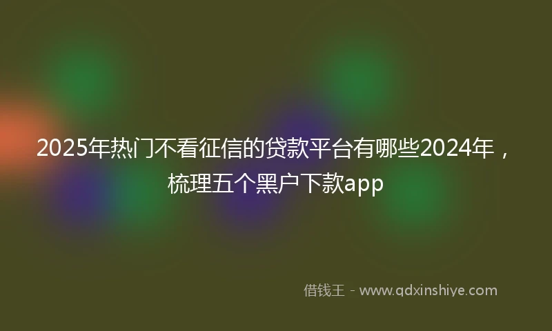 2025年热门不看征信的贷款平台有哪些2024年，梳理五个黑户下款app