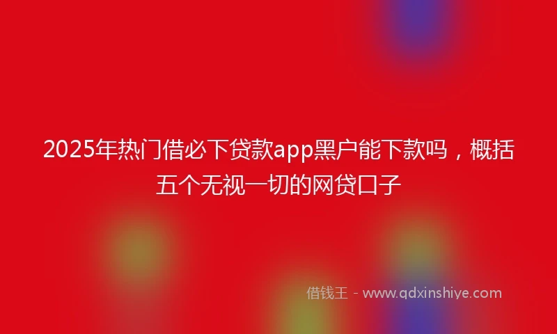 2025年热门借必下贷款app黑户能下款吗，概括五个无视一切的网贷口子