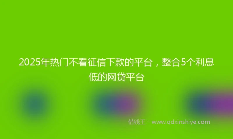 2025年热门不看征信下款的平台，整合5个利息低的网贷平台