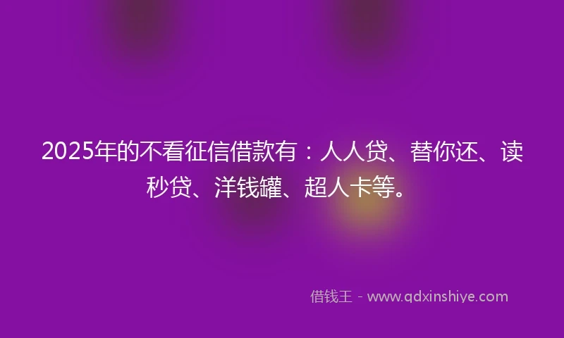 2025年的不看征信借款有：人人贷、替你还、读秒贷、洋钱罐、超人卡等。