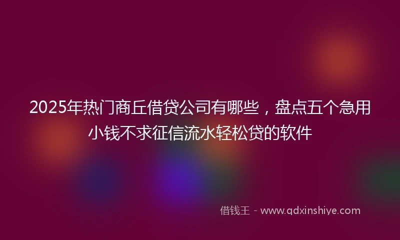 2025年热门商丘借贷公司有哪些，盘点五个急用小钱不求征信流水轻松贷的软件
