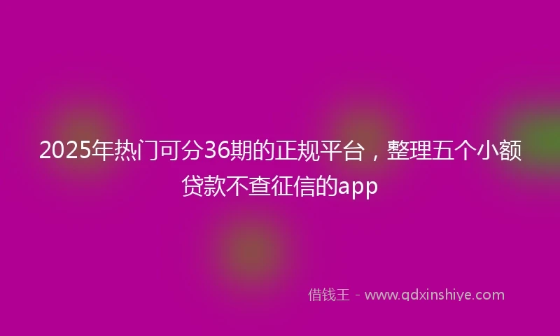 2025年热门可分36期的正规平台，整理五个小额贷款不查征信的app