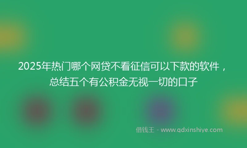2025年热门哪个网贷不看征信可以下款的软件，总结五个有公积金无视一切的口子