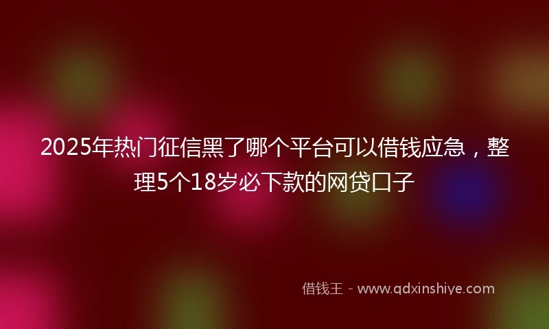 2025年热门征信黑了哪个平台可以借钱应急，整理5个18岁必下款的网贷口子