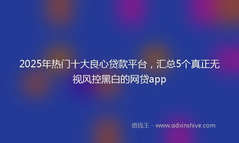 2025年热门十大良心贷款平台，汇总5个真正无视风控黑白的网贷app
