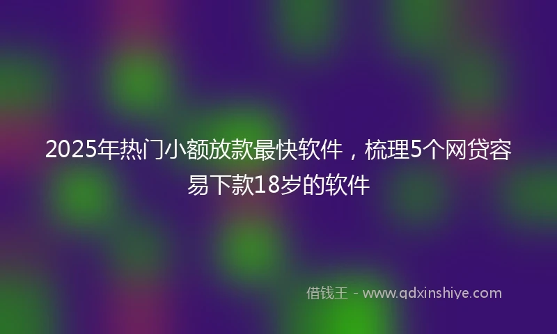 2025年热门小额放款最快软件，梳理5个网贷容易下款18岁的软件