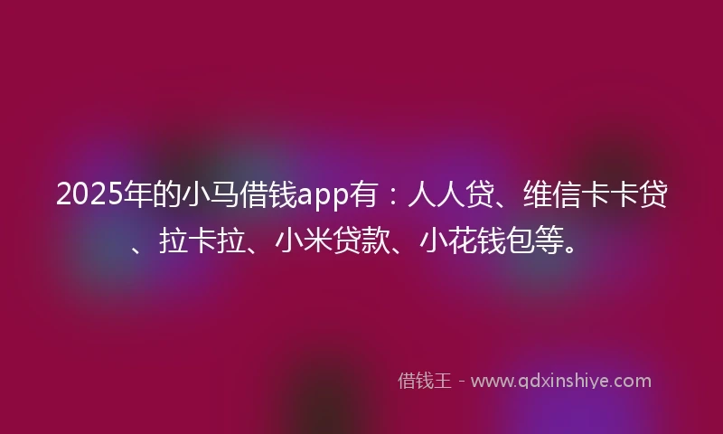 2025年的小马借钱app有：人人贷、维信卡卡贷、拉卡拉、小米贷款、小花钱包等。