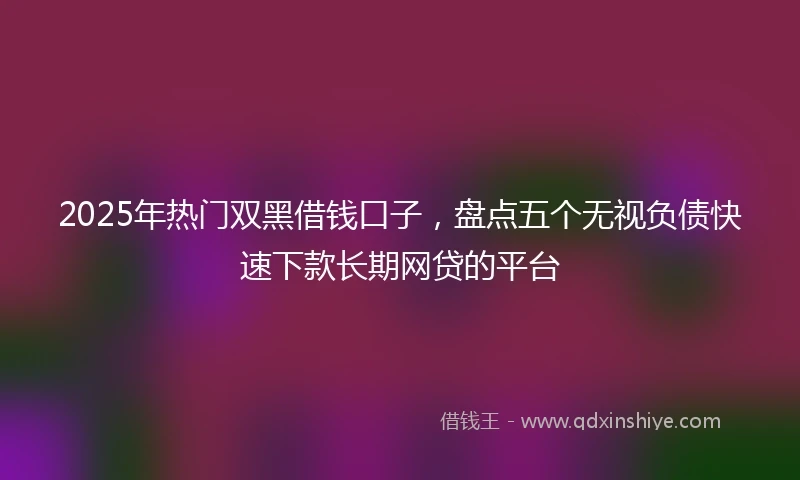 2025年热门双黑借钱口子，盘点五个无视负债快速下款长期网贷的平台