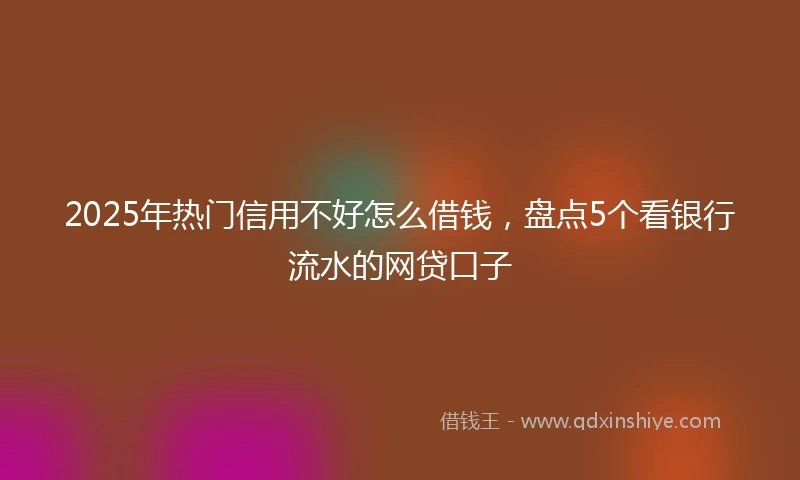 2025年热门信用不好怎么借钱，盘点5个看银行流水的网贷口子