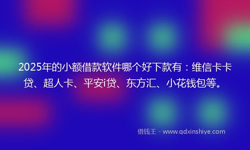 2025年的小额借款软件哪个好下款有：维信卡卡贷、超人卡、平安i贷、东方汇、小花钱包等。