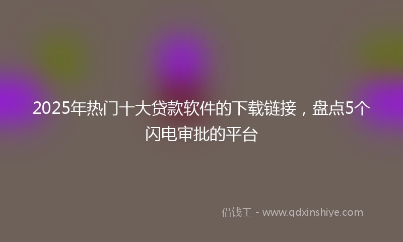 2025年热门十大贷款软件的下载链接，盘点5个闪电审批的平台