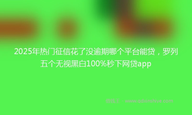 2025年热门征信花了没逾期哪个平台能贷，罗列五个无视黑白100%秒下网贷app