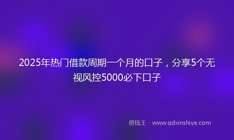 2025年热门借款周期一个月的口子，分享5个无视风控5000必下口子