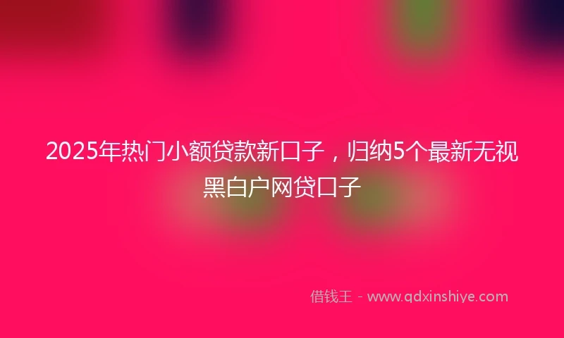 2025年热门小额贷款新口子，归纳5个最新无视黑白户网贷口子