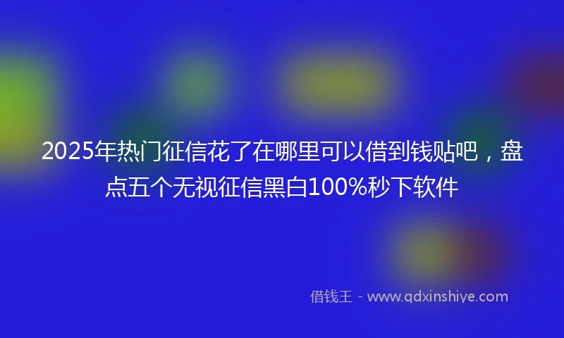 2025年热门征信花了在哪里可以借到钱贴吧，盘点五个无视征信黑白100%秒下软件