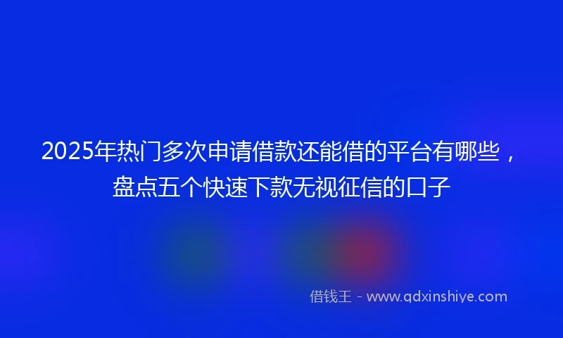 2025年热门多次申请借款还能借的平台有哪些，盘点五个快速下款无视征信的口子