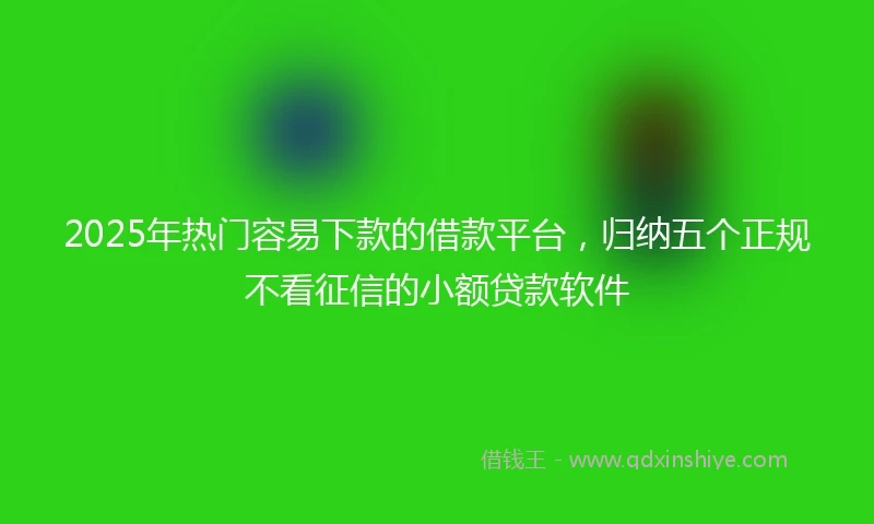 2025年热门容易下款的借款平台，归纳五个正规不看征信的小额贷款软件