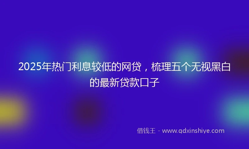 2025年热门利息较低的网贷，梳理五个无视黑白的最新贷款口子