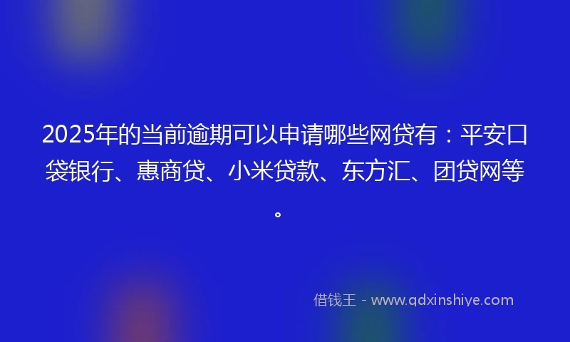 2025年的当前逾期可以申请哪些网贷有：平安口袋银行、惠商贷、小米贷款、东方汇、团贷网等。