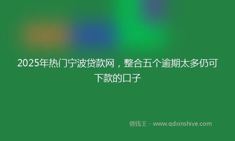 2025年热门宁波贷款网，整合五个逾期太多仍可下款的口子