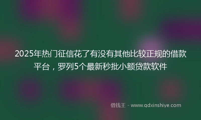2025年热门征信花了有没有其他比较正规的借款平台，罗列5个最新秒批小额贷款软件