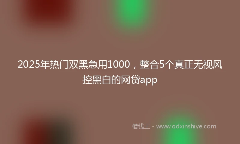 2025年热门双黑急用1000，整合5个真正无视风控黑白的网贷app